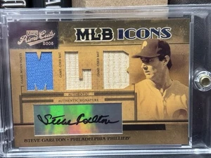 2005 Playoff Prime Cuts MLB Icons STEVE CARLTON AUTO TRIPLE RELIC #4/10 Phillies - Picture 1 of 2