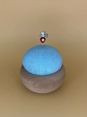 Handmade Counting Pin •Christmas Bird (silver tone)• Cross Stitch Accessory - Image 1 of 4