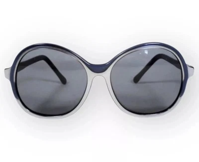 Vintage Oversized Round Mod French Sunglasses, Blue, Made in France - Image 1 of 4