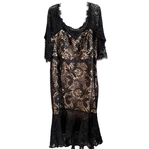 Abito donna City Chic Estella pizzo sirena taglia 20 nero spalle scoperte nuovo con etichetta  - Foto 1 di 7