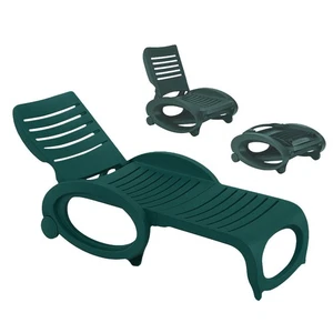 Lettino GRANDSOLEIL Polipropilene Verde Esterno Giardino Pieghevole con 2 Ruote - Foto 1 di 8