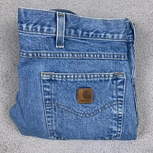Jeans Carhartt vintage uomo 42x30 blu denim vestibilità tradizionale abbigliamento da lavoro B280 PRW - Foto 1 di 9