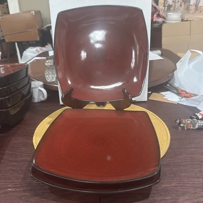 Tuscan Red by Better Homes and Gardens Set/3 Square Salad Plates 7½" EUC - Image 1 of 4