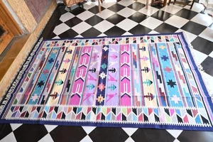 Rugmoda Multicolor Rajasthani Mandana Panja Webstuhl Baumwollteppich - 5x8 Fuß - Bild 1 von 7