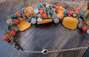 Stunning Orange Necklace, Fashion Statement Piece, Semi Precious Stones - Picture 1 of 2