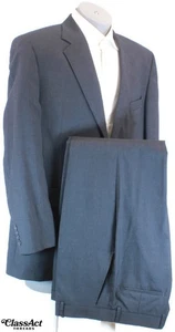 Stafford 2 Piece Suit Mens Gray Wool 2 Btn 46R Flat Fronts 35" Waist - Picture 1 of 13
