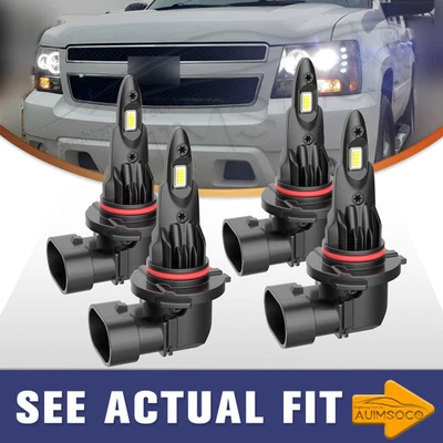 Kits de faros LED de 4 piezas bombillas de haz alto/bajo para Chevrolet K1500 2500 3500 1990-2000 Foto 1 de 4