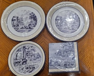 New Spode by C.R. Gibson GIALLO Paper Dinner Plates & Napkins  - Picture 1 of 7