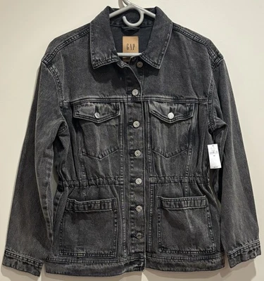 Chaqueta de mezclilla ajustada de gran tamaño GAP NUEVA CON ETIQUETAS negra lavada para mujer talla XS Foto 1 de 4