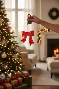 Holiday Time 4 Red Christmas Bow Plastic Tree Ornaments New 2025 - Picture 1 of 3