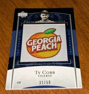 Ty Cobb Detroit Tigers 2007 Upper Deck Premier Stitchings Georgia Peach 31/50 Foto 1 de 2