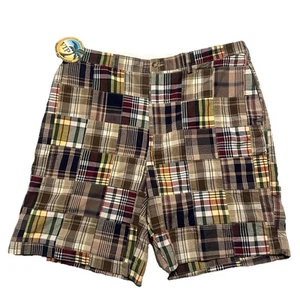 Jos A Bank Herren Größe 38 mehrfarbig Madras Patchwork kariert Baumwolle 9" Shorts neu mit Etikett - Bild 1 von 4