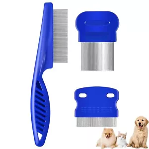 3 Pack Pet Hair Comb Flea Lice Combs Stainless Steel Dog Cat Groom - Picture 1 of 8