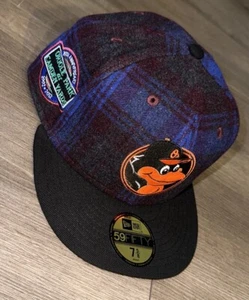 New Era Baltimore Orioles 20 Yr At Camden Tartan Plaid Wool Fitted Hat 7 5/8 NWT - Picture 1 of 17