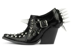 Jeffrey Campbell schwarze Damen-Stiefeletten Westernabsatz Spikes Leder US 6 - Bild 1 von 6