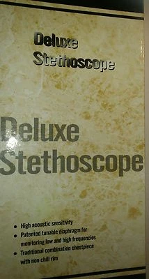 Flachkopfstethoskop Stethoskop  DELUXE schwarz Edelstahl inkl. 2 Ersatzoliven   - Bild 1 von 4