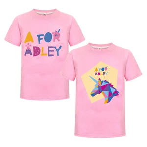 2Pcs Girls TShirt A for Adley Kids Short Sleeve T-Shirt 100% cotton Top Tees - Picture 1 of 43