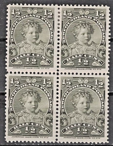 NEWFOUNDLAND:1897-1901 SC#78 MNH/MH block of 4 Edward VIII as a Child AP2086 - Picture 1 of 2