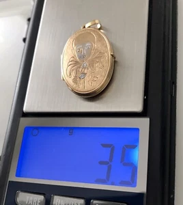 🌹PIERROT CLOWN LOCKET PENDANT SOLID 375 9CT 9KT YELLOW GOLD AND WHITE GOLD TRIM - Picture 1 of 8