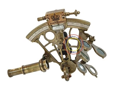 Vintage Antique Base Model Marine Brass Sextant 4in with Wood Box (1Pc), 1700era - Image 1 of 4