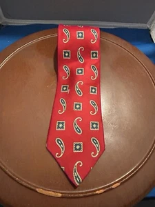 Gant Men’s Red 100% Silk Paisley Squares Tie Necktie - Picture 1 of 6
