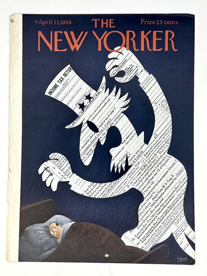 Original April 11, 1959 New Yorker Cover: Dreams of the IRS Income TAX monster - Image 1 of 1
