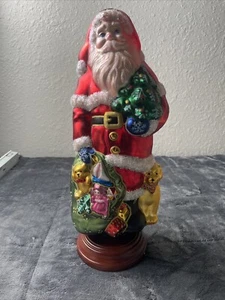 NIB VTG Thomas Picconi 14.5” Mercury Glass Santa W/Wood Stand Christmas - Picture 1 of 15