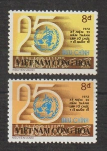 1973 S. Vietnam Stamps "25" and WHO Emblem Scott # 464 " Different Color" MNH - Picture 1 of 2