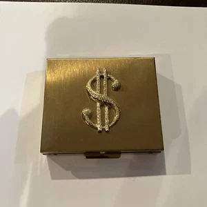 Vintage 1950's Gold Tone MONEY COMPACT Currency Coin Holder Case $ - Picture 1 of 6