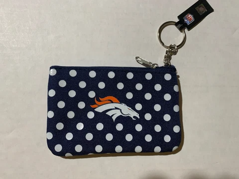 Denver Broncos NFL Nylon Polka Dot Coin Purse Key Ring Cover
