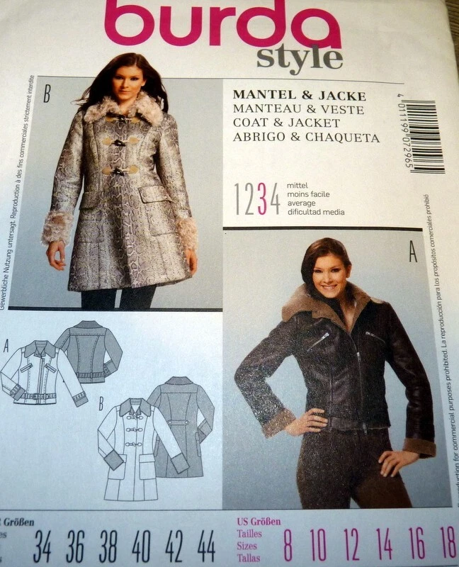 *NEW Burda COAT & JACKET Sewing Pattern 8-10-12-14-16-18 S-XXL UNCUT - Image 1 of 1