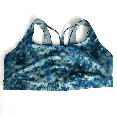 Athleta EXHALE Womens 1X Teal Blue Tie Dye Print Sports Bra Workout Gym Yoga - Image 1 of 4
