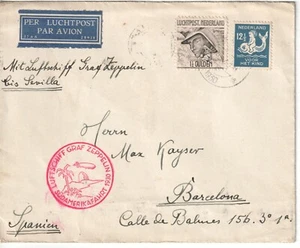 20) Zeppelin cover 1930 Netherlands Enschede to Sevilla Barcelona Sudamerkafahrt - Picture 1 of 2