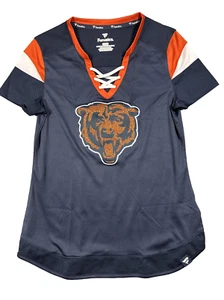 NFL Fanatics Chicago Bears Lace Up Neck Jersey Shirt Women's Small - Picture 1 of 12