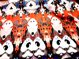 Ikat Style Stretch Suiting Fabric Sateen Weave By the Yard    - Picture 1 of 4