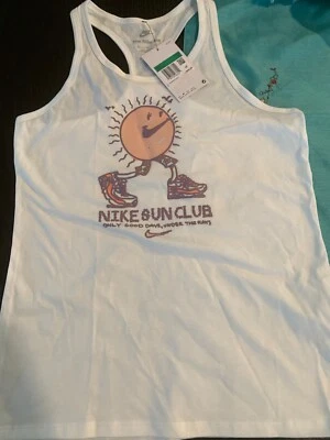 NWT Nike Girls XL Sun Club tank top Shirt White Purple Beach Summer Gym DV9693 - Image 1 of 3