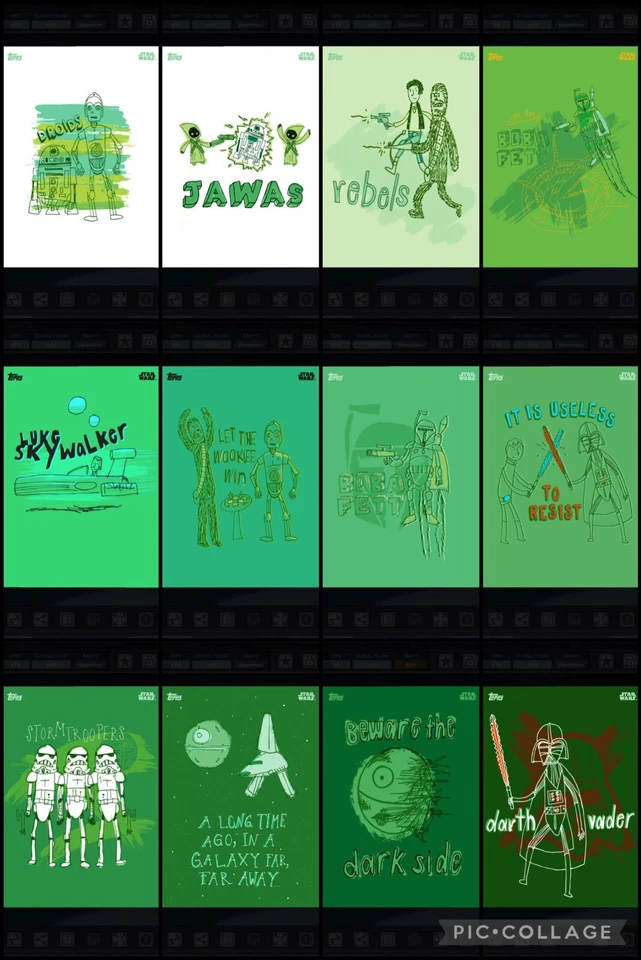 Topps Star Wars Digital Card Trader Green 12 Card Sketch Insert Set - Image 1 of 1