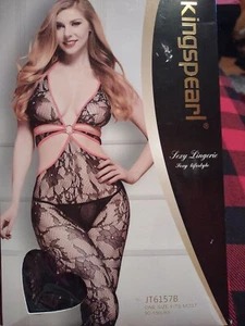 HOT Elegant Heart fishnet with red lace Very Sexy Queen size (panty not included - Picture 1 of 2