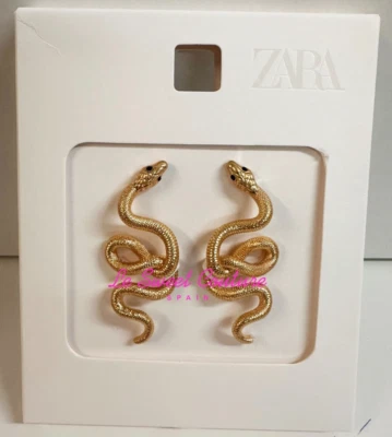PENDIENTES ZARA MUJER NUEVOS CON ETIQUETAS SS25 METAL PIEL SERPIENTE ESTAMPADO DORADO 1011/052/303 Foto 1 de 3