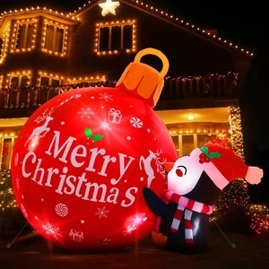 6.6 ft Giant Christmas Inflatable Penguin and Ball Outdoor Decoration LED Lig... - Bild 1 von 7