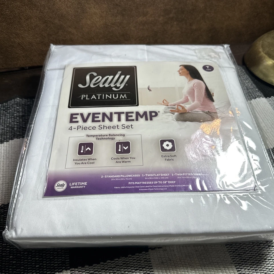 Juego de 4 sábanas dobles Sealy Platinum Eventemp tecnología de equilibrio de temperatura sofá extra Foto 1 de 4