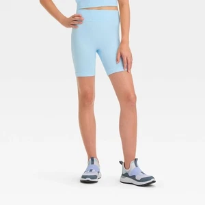 All In Motion Girls Seamless Bike Shorts X-LARGE Blue New W Tags Hi Rise - Picture 1 of 1