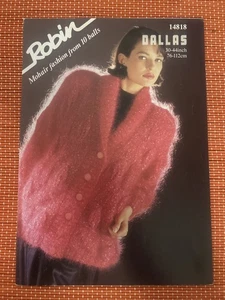 WOMENS MOHAIR COLLARED CARDIGAN JACKET 30”-44” VTG 80’s KNITTING PATTERN 14818 - Picture 1 of 2