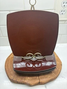 4-Crate & Barrel “Mahogany” Burgundy SQUARE Salad Plates HTF - Picture 1 of 14