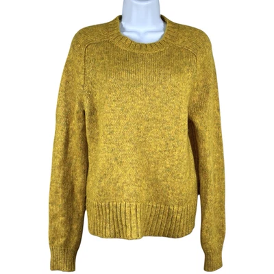 J. Suéter Pullover Crew Mezcla Lana Alpaca Para Mujer M Dorado Cuello Redondo Difuso Acogedor Foto 1 de 4
