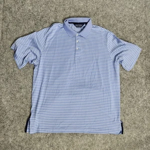 Polo Golf Ralph Lauren Poloshirt Herren L blau weiß gestreift Pima Baumwolle Pullover - Bild 1 von 7