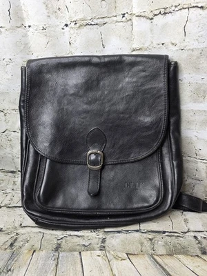 Mochila de viaje Clif Paris negra grande de cuero con asa Foto 1 de 4