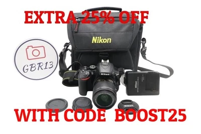 Nikon D5600 24MP Camera DSLR with 18-55mm, Shutter Count 1878, V.G. REFURBISHED - Image 1 of 4
