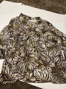 Alfred Dunner Damenbluse braun/hellbraun geknöpft Größe 18W gebraucht M6 - Bild 1 von 5