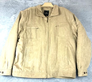 London Fog XL hellbraune Wildlederimitat-Jacke Steppfutter Reißverschluss vorne neu ohne Etikett - Bild 1 von 10